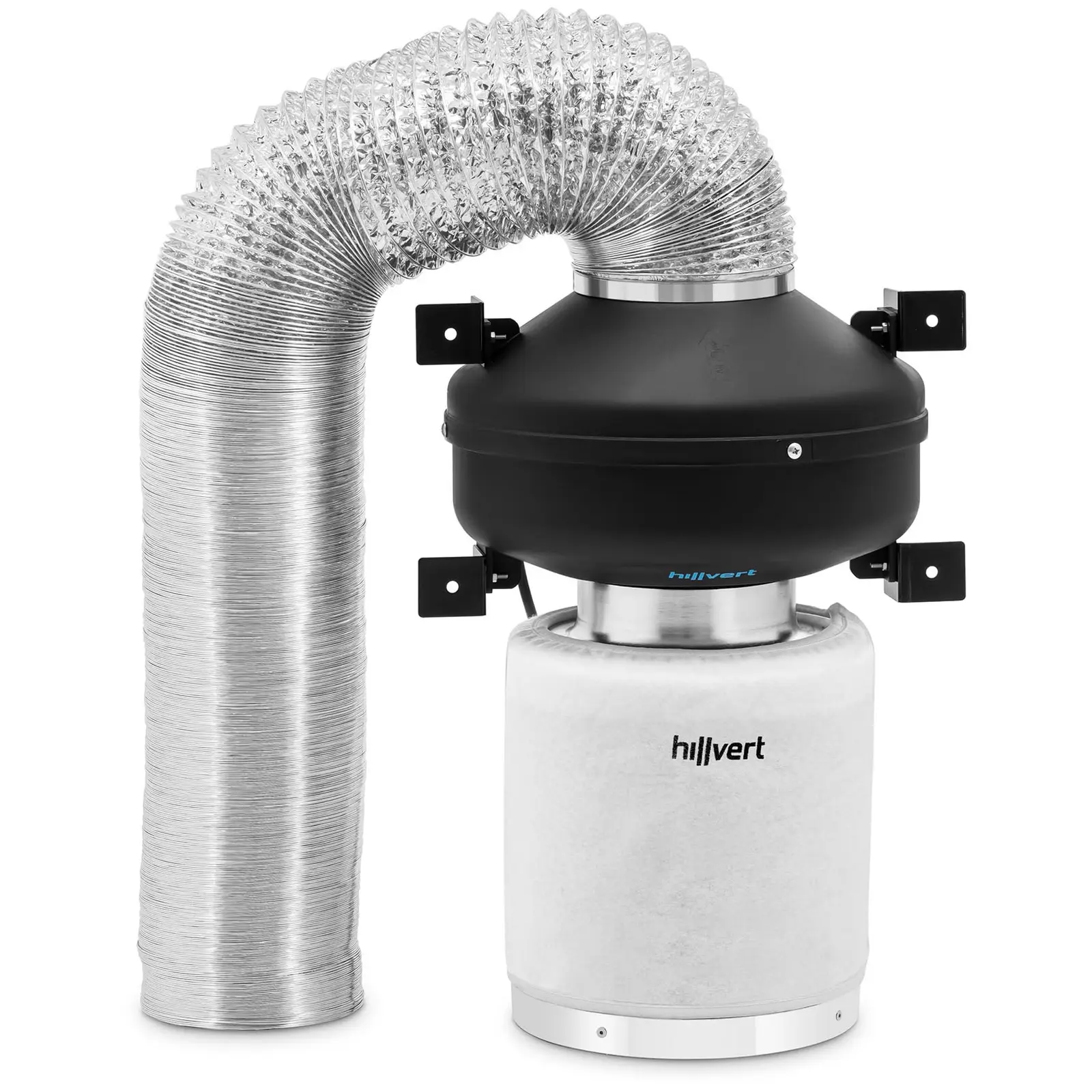 Air Filter Set - activated carbon filter / tube fan / exhaust air hose - 382.2 m³/h - Ø 125 mm outlet