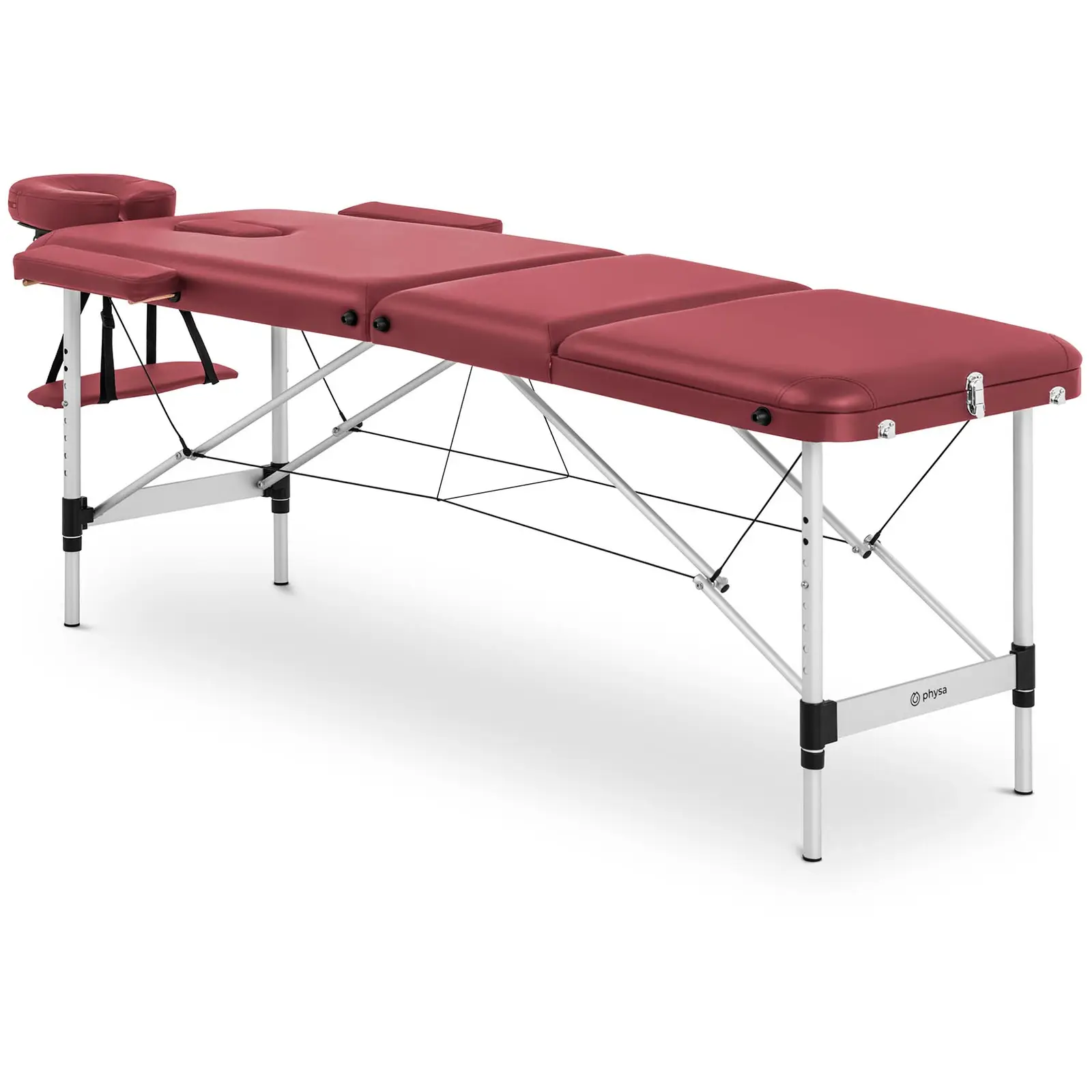 Folding Massage Table - 185 x 60 x 60-81 cm - 180 kg - Red