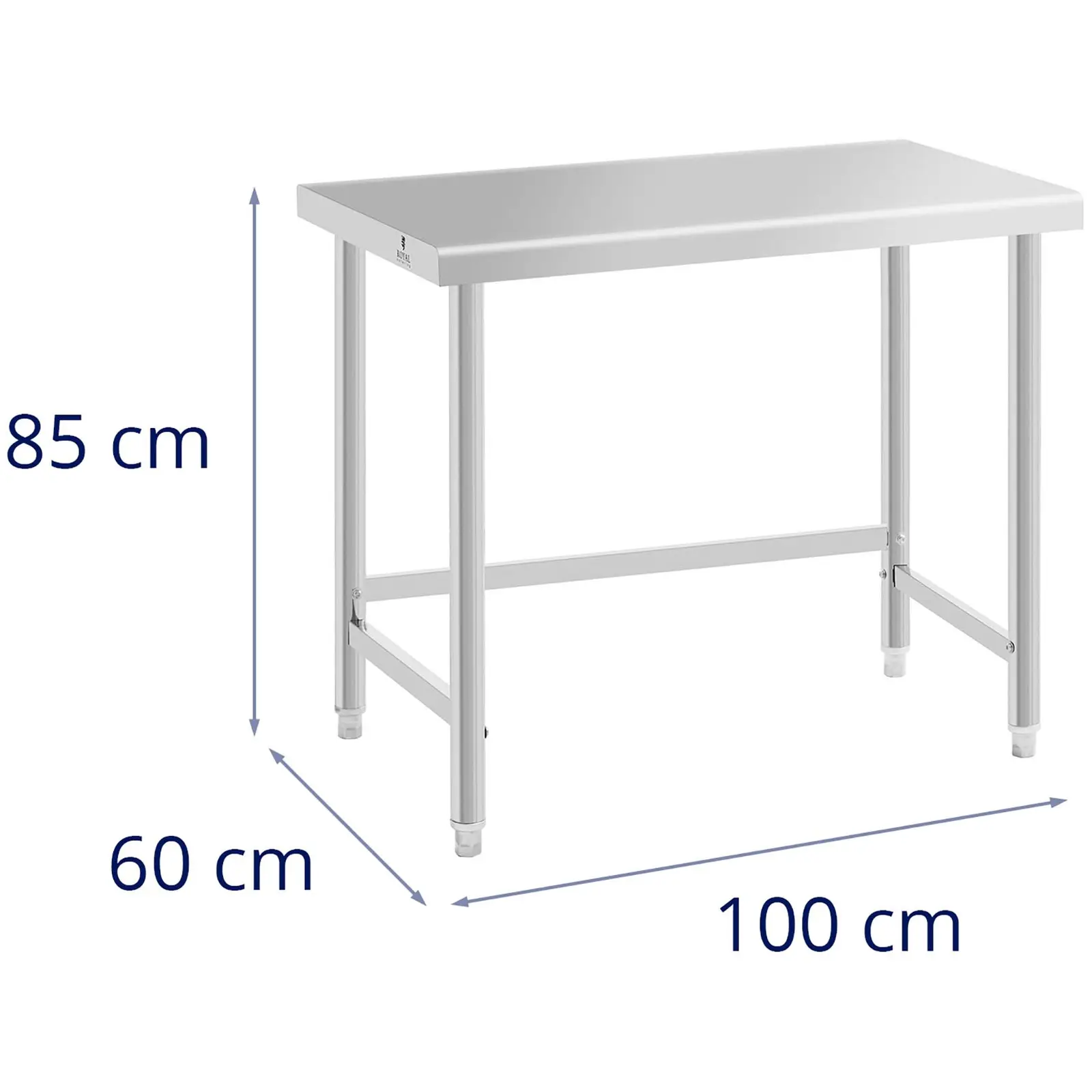 Stainless steel table - 100 x 60 cm - 90 kg load capacity - Royal Catering