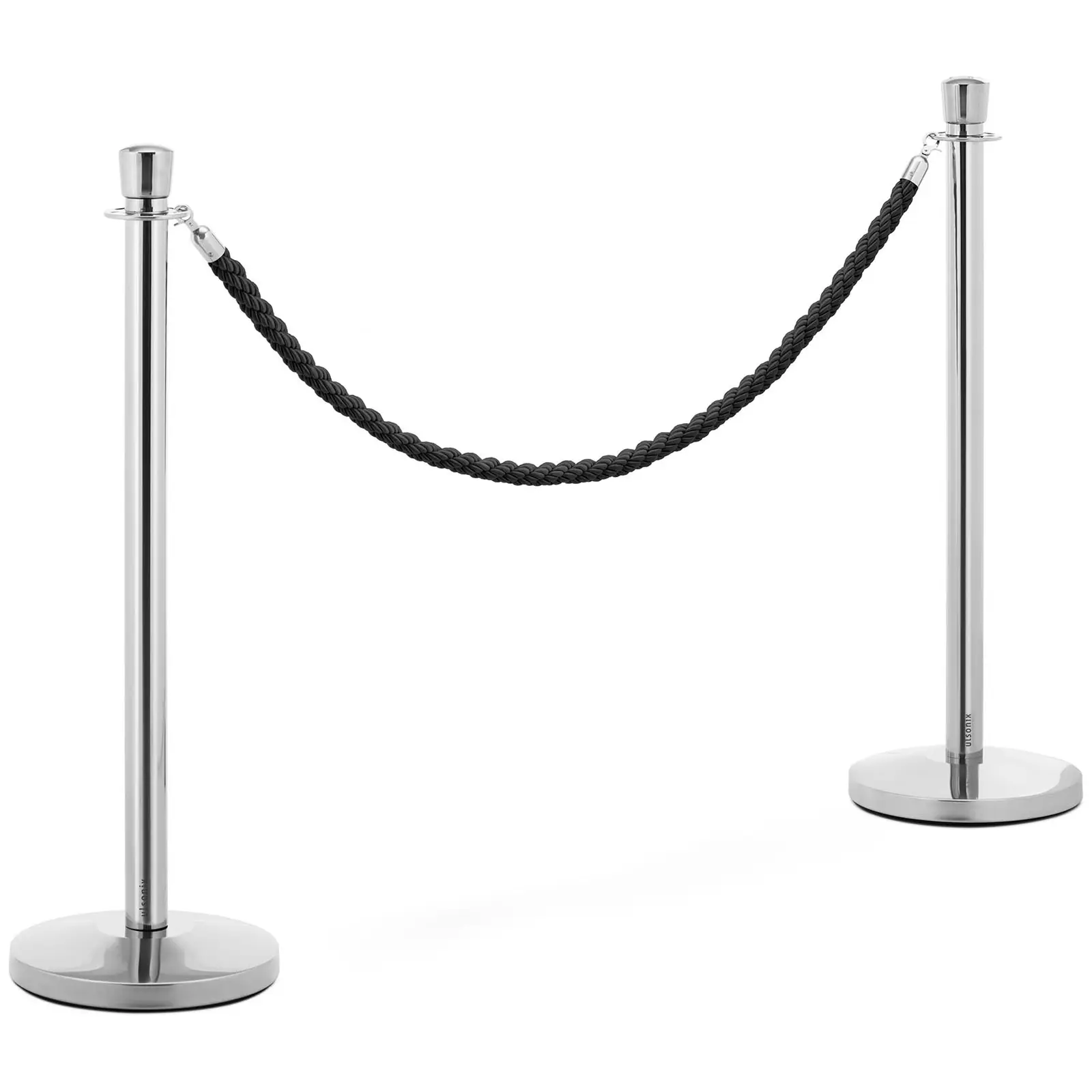 2 Barrier Posts - with barrier rope - 150 cm - polished stainless steel