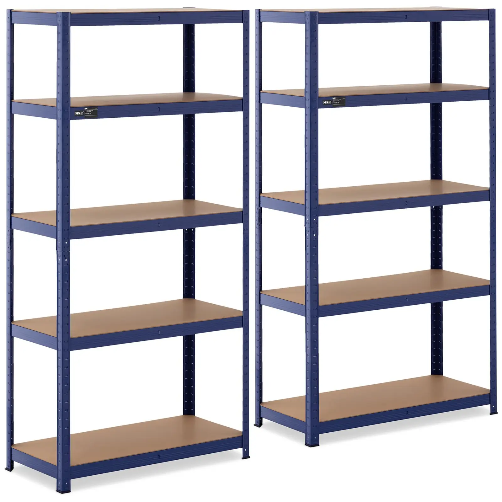 Metal storage rack - 90 x 40 x 180 cm - for 5 x 175 kg - Blue - 2 pcs.