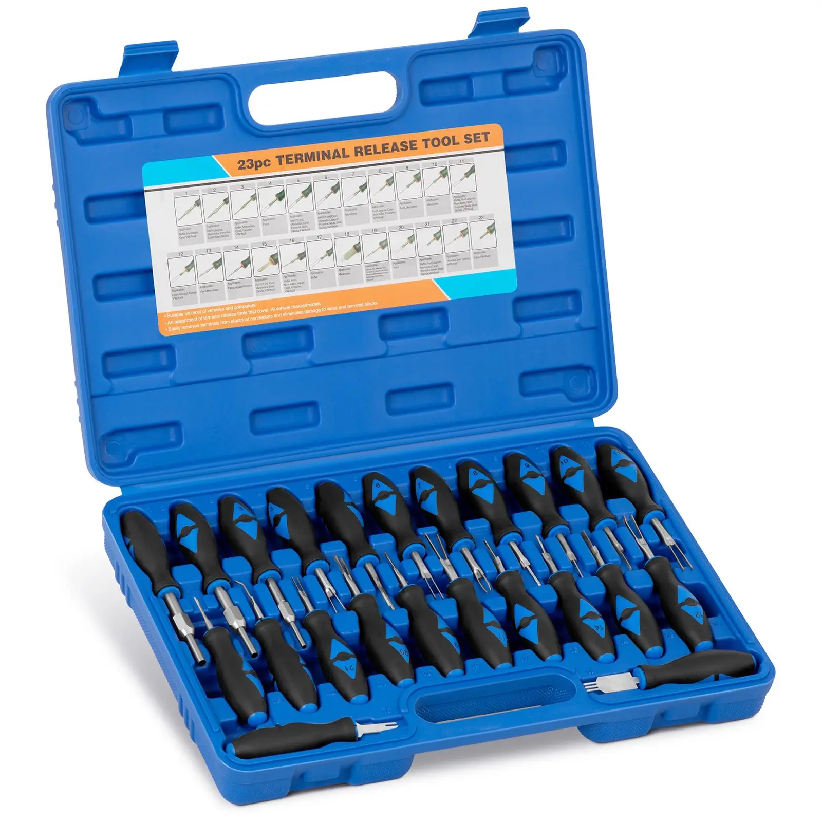 Terminal Removal Tool Kit - 23 pcs. - Core: polypropylene, handle: rubber (TPR) / stainless steel