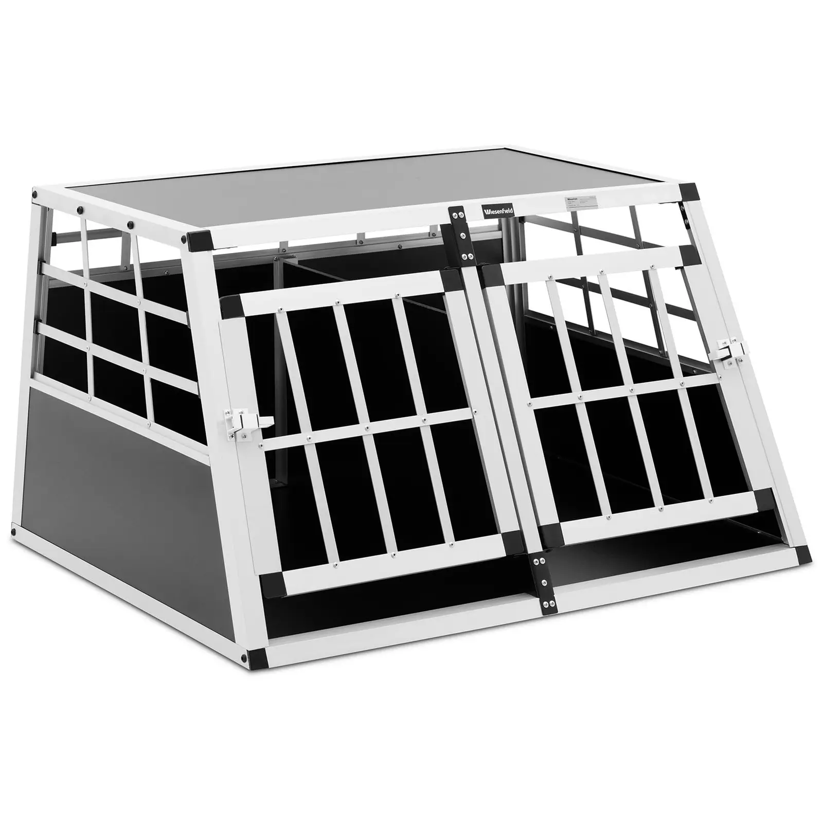 Factory second Dog Crate - Aluminium - Trapezoid shape - 70 x 90 x 50 cm - with divider