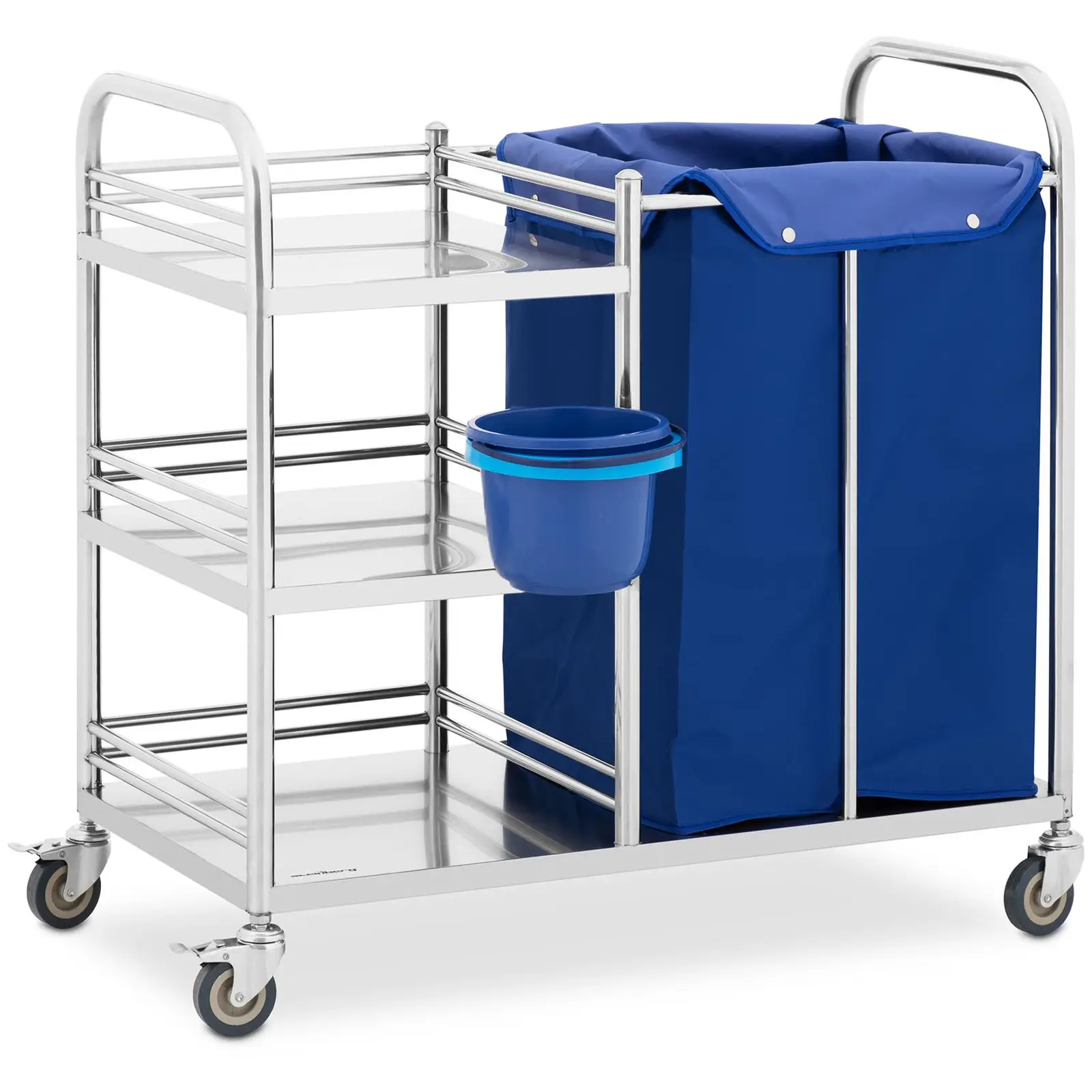 Laundry Trolley - 3 shelves & laundry bag - 50 kg - stainless steel